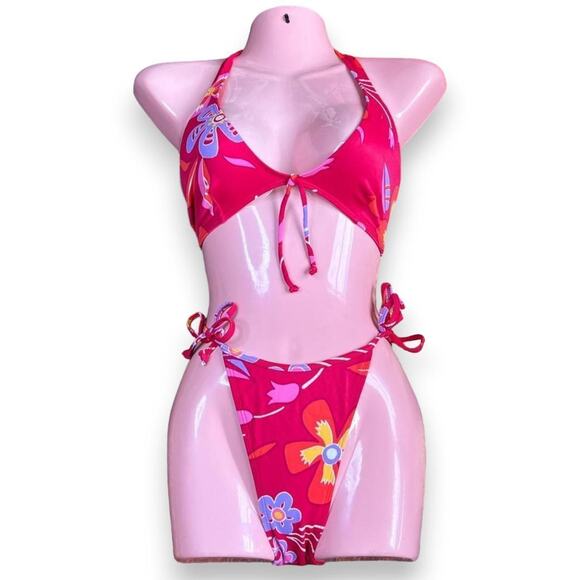 Vintage deadstock hibiscus print bikini - Picture 1 of 4
